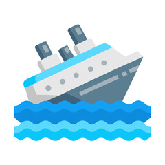 Obraz premium Sinking cruise ship illustration in flat graphic style design