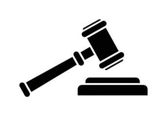Black gavel isolated PNG, symbol of law and justice on transparent background, legal decision and court judgment concept, auction hammer for business