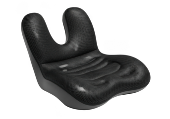 Ergonomic black seat cushion for enhanced comfort and posture support isolated on transparent background