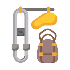 Flat vector illustration of subway handles and a bag