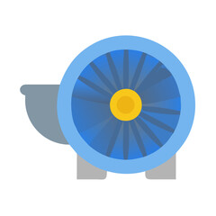 Blue jet engine illustration on black background for engineering