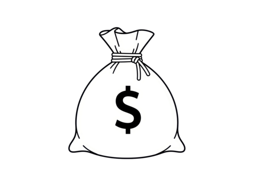 Money bag with dollar sign isolated PNG on transparent background, financial wealth and investment concept for graphic design