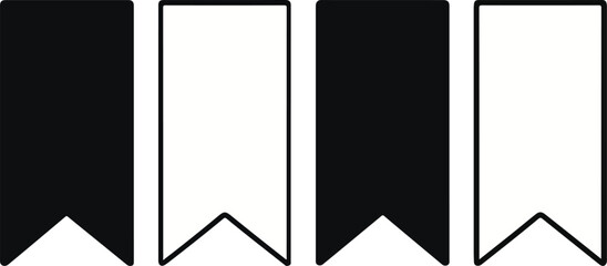 Clean Monochrome Bookmark and Flag Icons Minimalist Vector Illustration