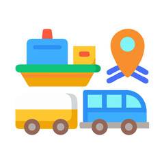 Flat design illustration of multimodal transport icon on black