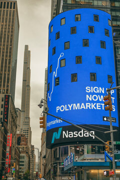 Cityscape of Times Square with advertising on screens in Manhattan New York City, New York, USA November 4, 2025