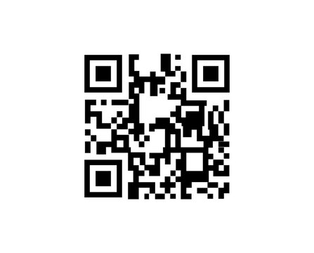 Black and white QR code design on white background