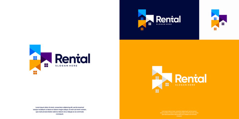 logo for residential rental services, apartments, agreements, smart property business, digital base, vector graphic illustration.