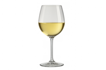 White wine glass with alcoholic beverage, elegant liquid refreshment for celebration and tasting, transparent background