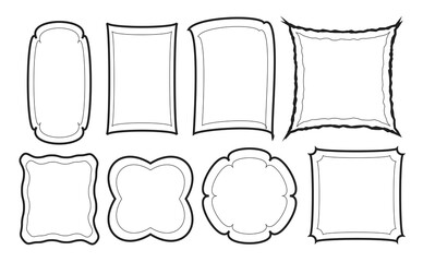 Hand Drawn Doodle Frames and Borders Outline Set