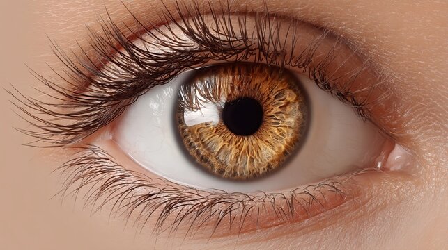 Close-up of a human eye showcasing its intricate details and vibrant hazel color. - Powered by Adobe