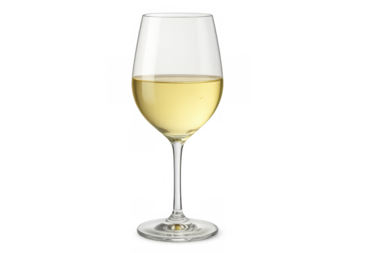 Elegant glass of white wine displaying a refreshing beverage, ready for celebration and enjoyment with a transparent background