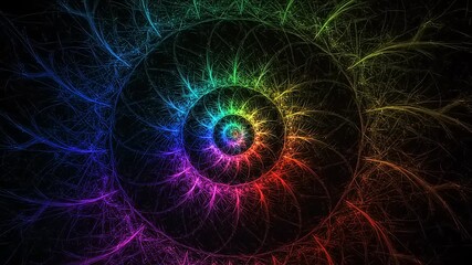 Abstract spiral colorful glowing fractal animation loop for background visuals - Powered by Adobe