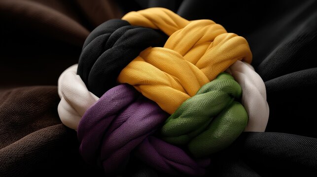 Colorful woven fabric forming a striking pattern, highlighting intricate craftsmanship with multiple hues and textures during a creative textile showcase