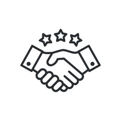 Handshake with stars for business success and partnership agreement in clean composition