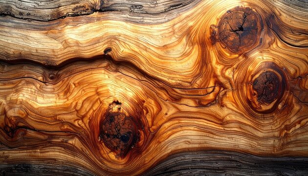 Close-up of detailed, natural wood grain with knots and rich textures