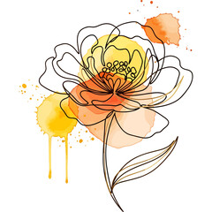 Vibrant watercolor flower bursts with elegant line art and warm summer hues