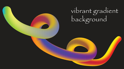 Vibrant gradient tube with swirling abstract shape on black