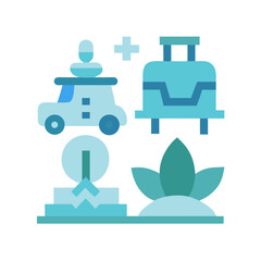 Minimalist turquoise wellness themed vector graphic on black background