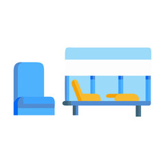 Stylized vector illustration of waiting room seats in flat design