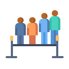 Abstract People Waiting Behind Rope Line in Flat Design