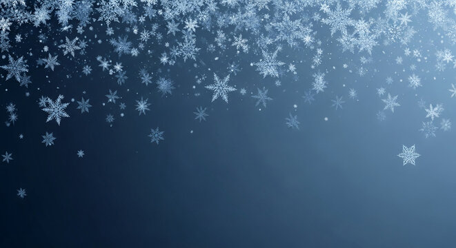 Gradient blue background with many scattered white snowflake shapes, representing winter, frost, or Christmas, ideal for holiday themes or seasonal designs - Powered by Adobe