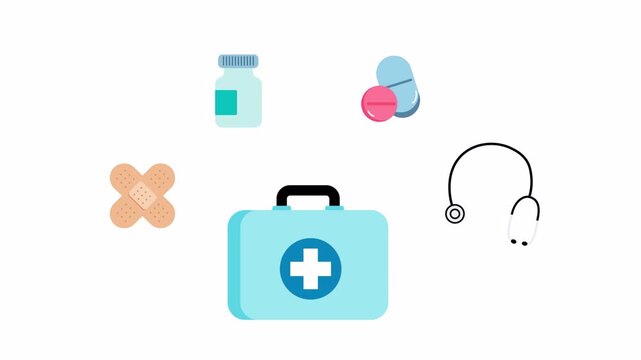 Animated Medical Icons for Healthcare and First Aid.