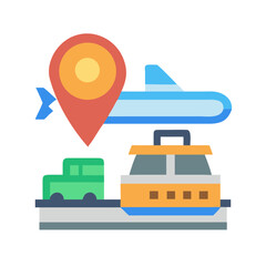 Colorful flat vector icon of global transportation network