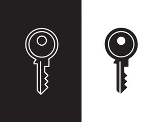 key logo dual tone black white flat key silhouette vector