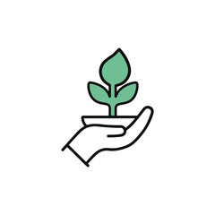 Hand Holding Plant Sustainable Growth Icon