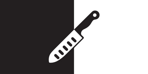 knife kitchen silhouette black white contrast vector icon