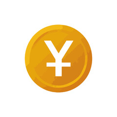 Obraz premium Japanese Yen Symbol on Gold Coin Illustration