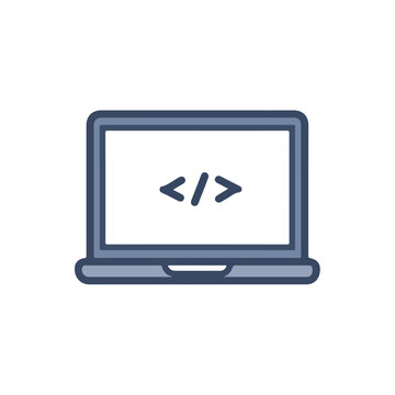 Laptop with Code Symbol Modern Development Icon