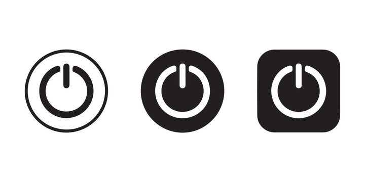 power icon power button variations standalone circle and rounded square enclosures