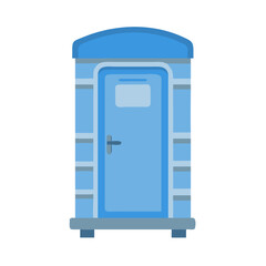 Simple flat vector illustration of blue portable toilet