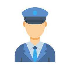 Flat vector illustration of a blue uniformed worker or professional