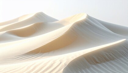 Stunning aerial view of desert dunes under soft sunlight with textured sand and a serene atmosphere