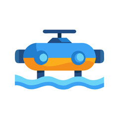 Stylized submarine icon floating on water flat vector art