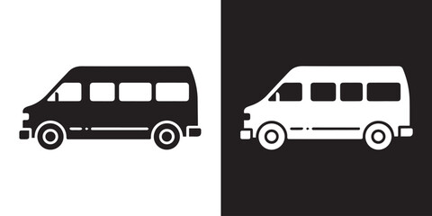 van icon side view delivery van two-tone silhouette for ui and branding