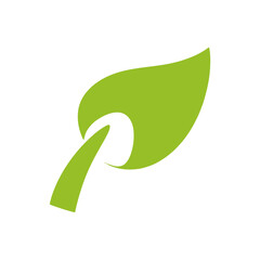 Obraz premium Minimalist Green Leaf Logo Eco-Friendly, Modern, Clean