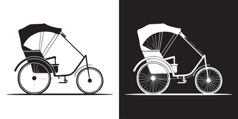 rickshaw two tone high contrast vector icon of traditional three wheeler