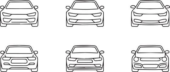 car front view vector collection six automotive grille designs