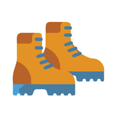 Flat vector illustration of hiking boots on black background