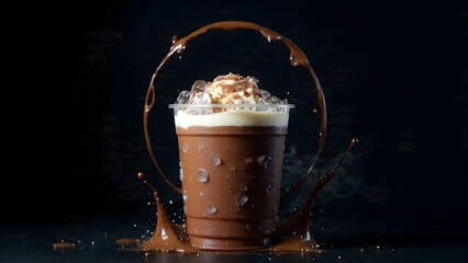 The Dark Knight of drinks. Rich, decadent chocolate forms a dramatic halo around this frosty, citrus-kissed indulgence.