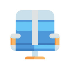 Modern stylized blue chair illustration on a black background