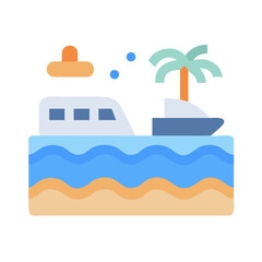 Flat design illustration of summer vacation with boat
