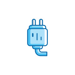 Fototapeta premium Modern Blue Plug Icon on White Background