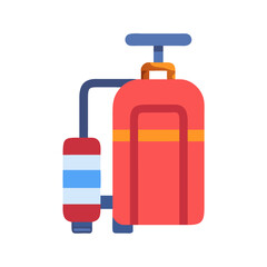 Flat design illustration of water pump on black background