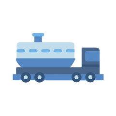 Obraz premium Blue tanker truck illustration on black, flat design style