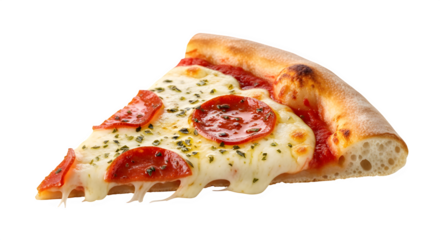 A delicious slice of pepperoni pizza, showcasing melted cheese, crispy crust, and savory toppings, perfect for food photography and culinary enthusiasts