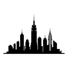 Fototapeta premium Modern Minimalist Cityscape Skyline Silhouette Vector Illustration Black White